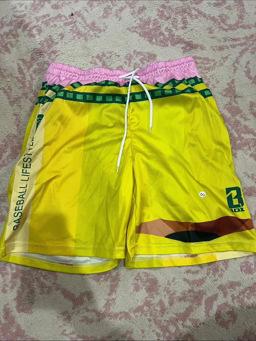 Baseball Lifestyle Yellow Athletic Men's Shorts